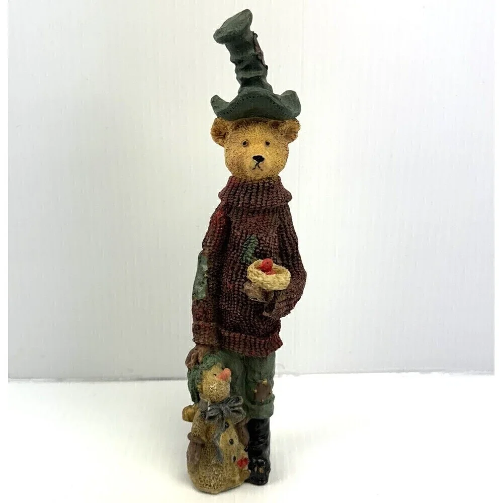 Boyds Bears Tall Bear Statue In Sweater With Snowman Vintage Collection